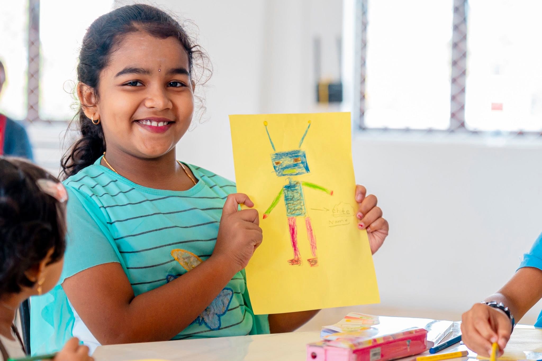 Child sharing artwork